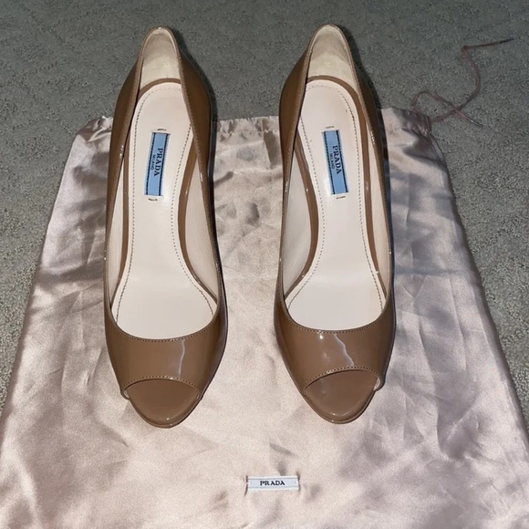 Prada Peep Toe Heels Shoes EU 38.5 - Picture 2 of 7